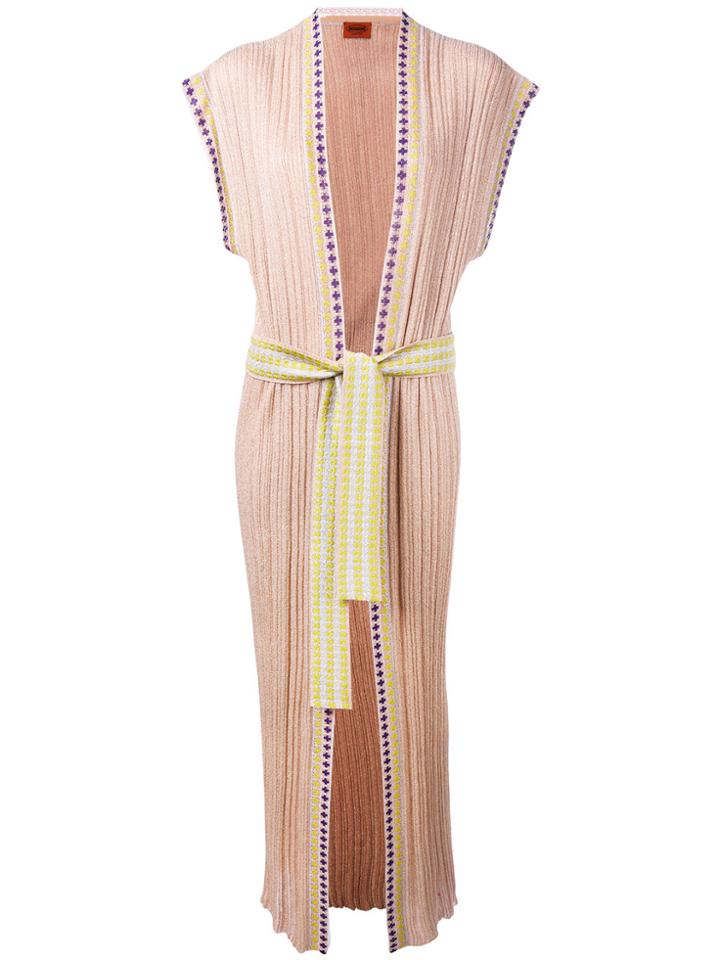 Missoni Sleeveless Tie Waist Cardigan - Nude & Neutrals