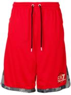 Ea7 Emporio Armani Logo Print Knee Length Track Shorts - Red