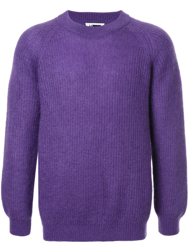 H Beauty & Youth Ribbed Crew Neck Sweater - Pink & Purple