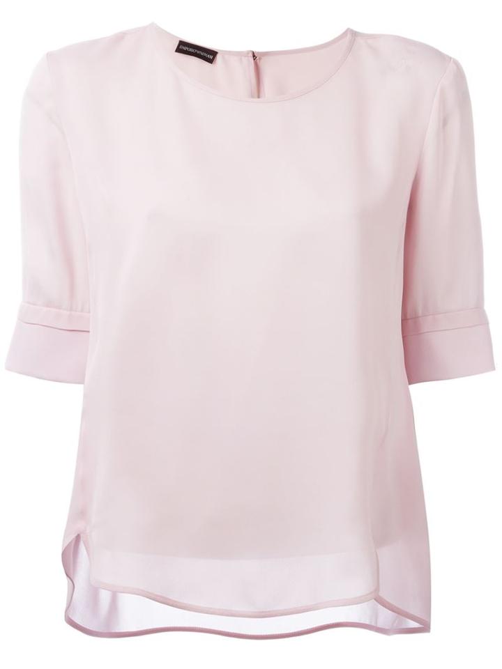 Emporio Armani Curved Hem Top, Women's, Size: 46, Pink/purple, Silk/polyester