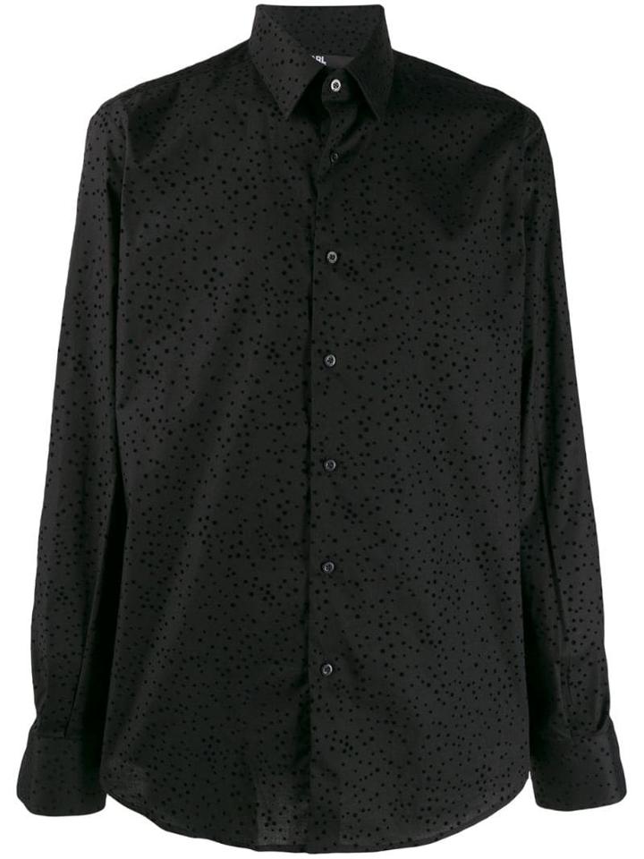 Karl Lagerfeld Velvet Dot Detail Shirt - Black