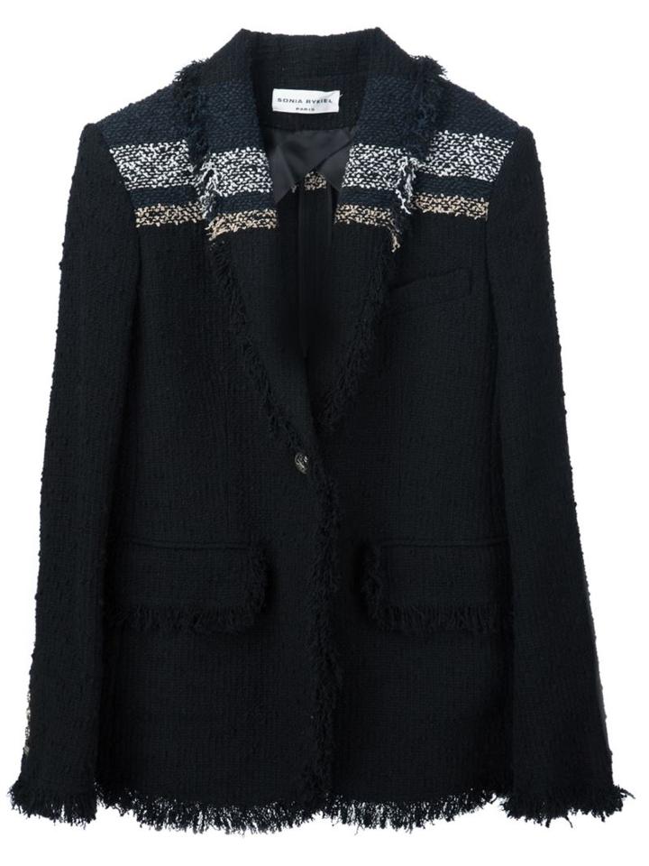 Sonia Rykiel Fringed Striped Tweed Blazer