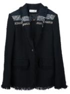 Sonia Rykiel Fringed Striped Tweed Blazer