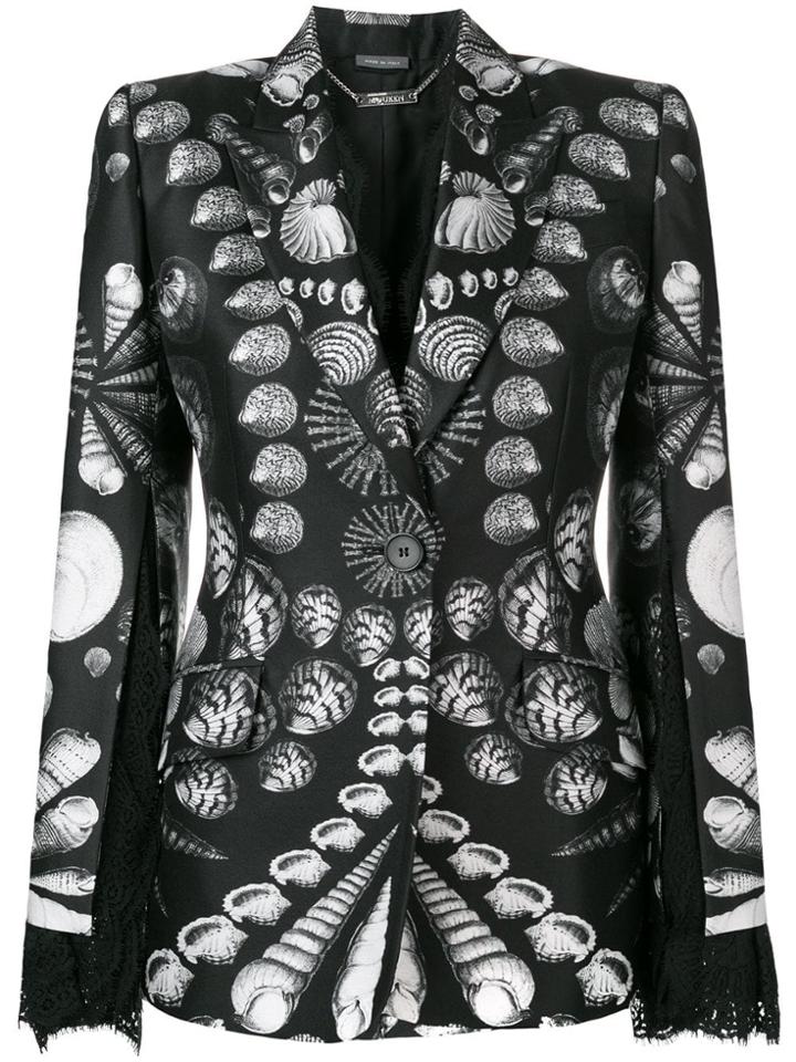 Alexander Mcqueen Seashell Print Blazer - Black