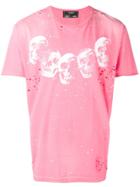 Dom Rebel Distressed Skull Print T-shirt - Pink