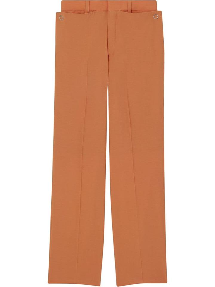 Burberry Tumbled Wool Wide-leg Trousers - Orange