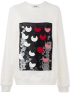 Msgm Sequinned Panel Sweatshirt, Women's, Size: Medium, White, Cotton/pvc