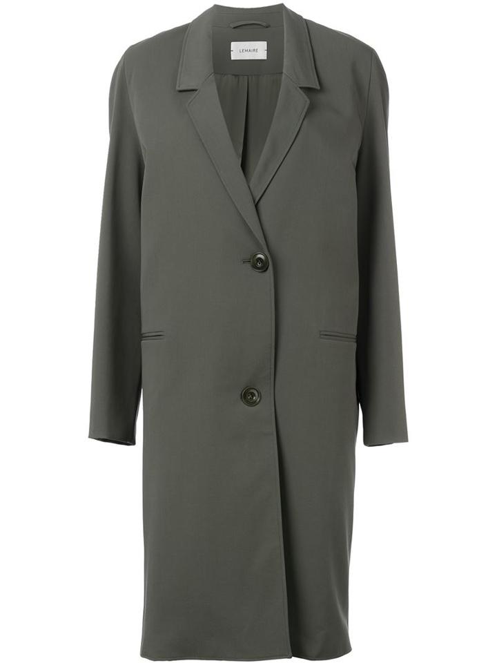 Lemaire Single Breasted Coat, Women's, Size: 36, Green, Polyamide/spandex/elastane/virgin Wool