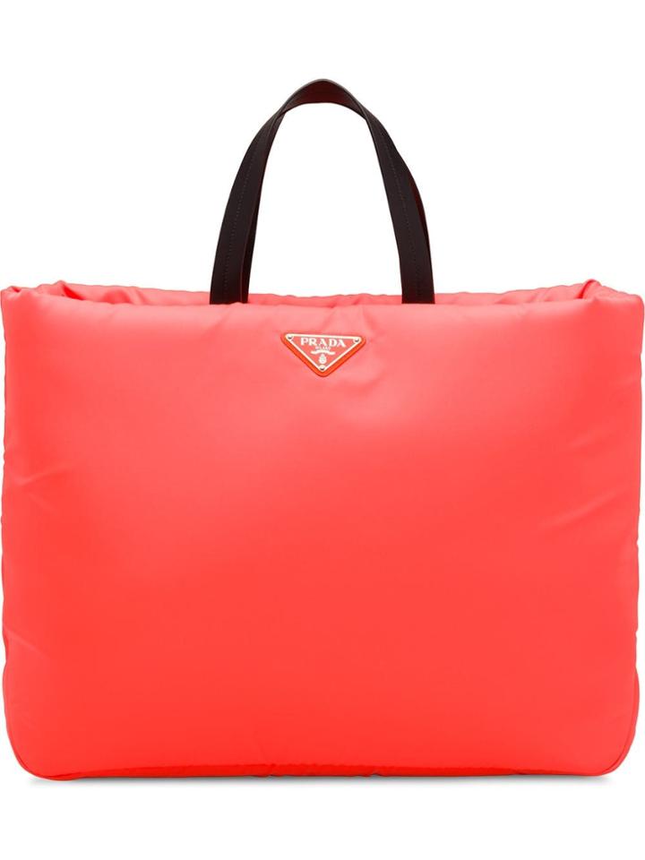 Prada Large Padded Nylon Tote - Yellow & Orange