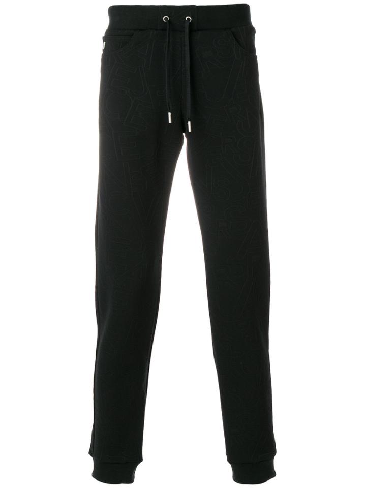 Versace Jeans Logo Patterned Track Pants - Black