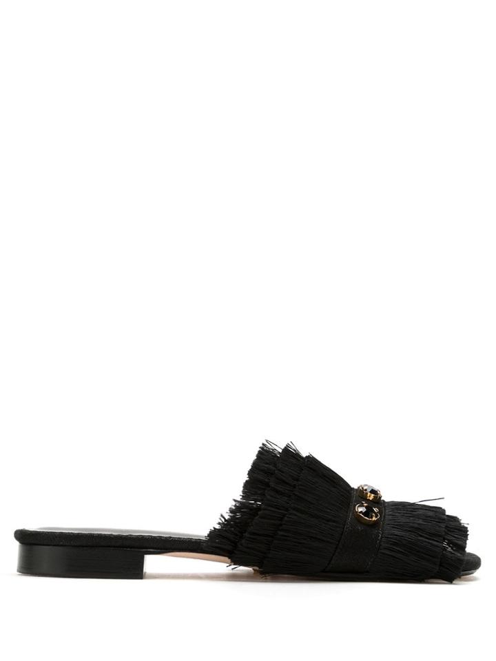 Sarah Chofakian Chantara Leather Flat Sandals - Black