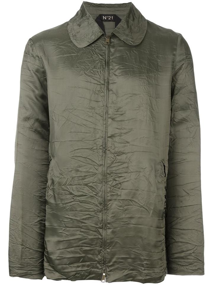 No21 Zipped Jacket, Men's, Size: 48, Green, Viscose