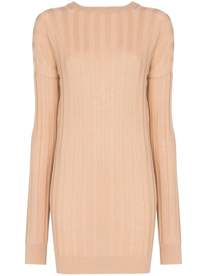 Plan C V-neck Ribbed Knitted Top - Neutrals