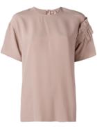 No21 Ruffled Sleeve T-shirt, Women's, Size: 40, Nude/neutrals, Silk/acetate