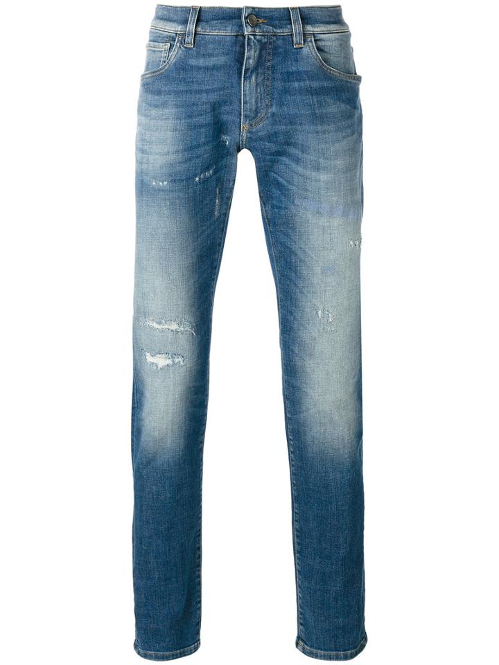 Dolce & Gabbana - Distressed Front Jeans - Men - Cotton/spandex/elastane - 54, Blue, Cotton/spandex/elastane