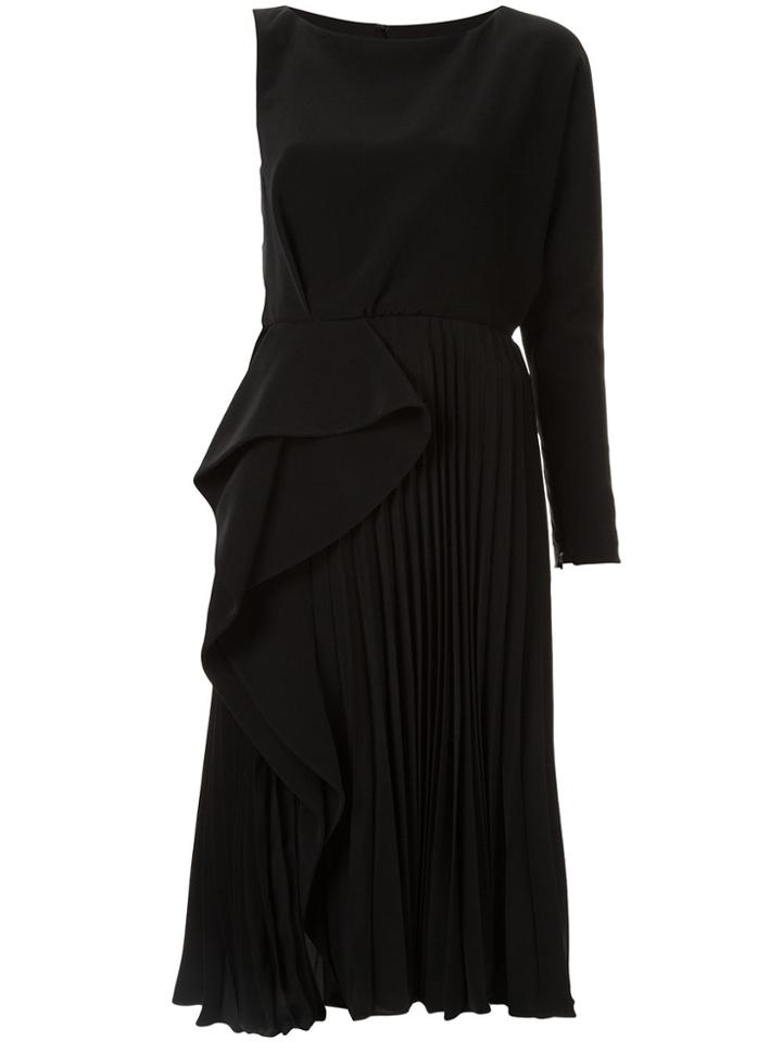 Azzi & Osta One Shoulder Pleated Ruffle Dress - Black