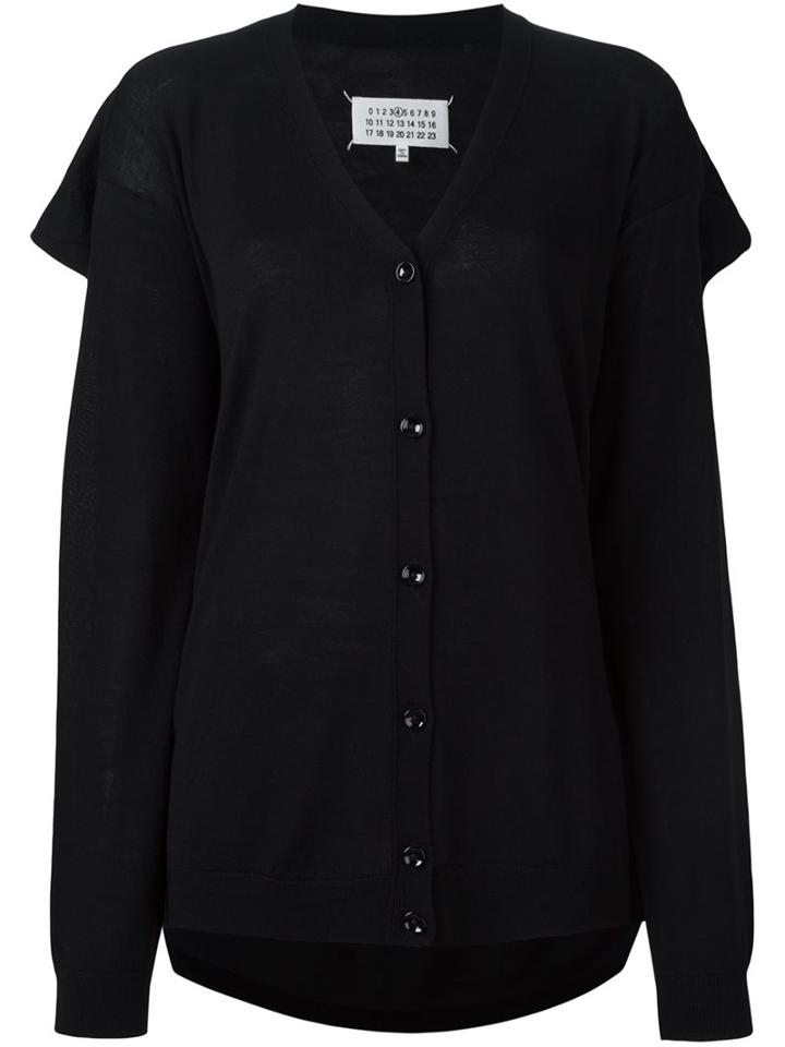 Maison Margiela Draped Back Cardigan, Women's, Size: Xs, Black, Wool
