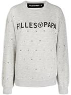 Filles A Papa Crystal-embellished Logo Sweatshirt - Grey