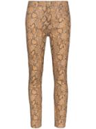 Frame High-rise Snake-effect Jeans - Brown