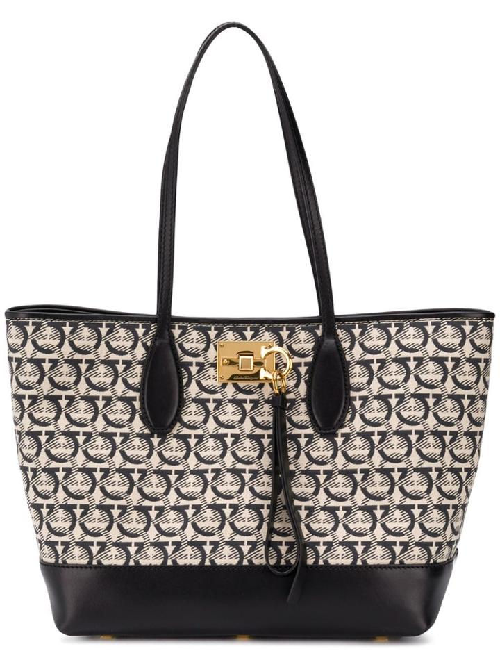 Salvatore Ferragamo Monogram Print Shoulder Bag - White
