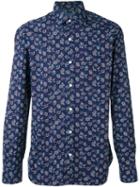 Barba Floral Print Shirt, Men's, Size: 42, Pink/purple, Cotton