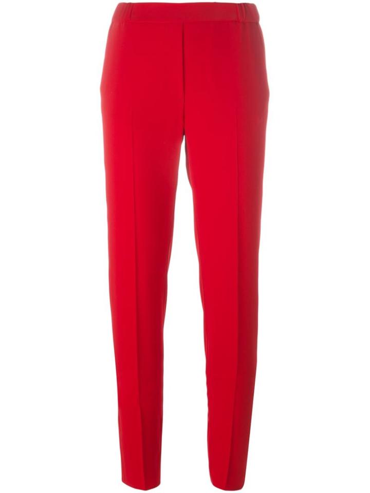 Mm6 Maison Margiela Cigarette Fit Trousers, Women's, Size: 44, Red, Viscose/polyester
