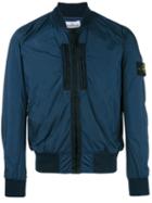Stone Island Bomber Jacket, Men's, Size: Xl, Blue, Polyimide/cotton/polyurethane Resin