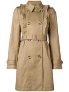 Red Valentino Ruffled Front Trenchcoat, Women's, Size: 44, Nude/neutrals, Cotton/polyamide/acetate/polyester