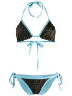 Fendi Reversible Ff Print Triangle Bikini - Brown