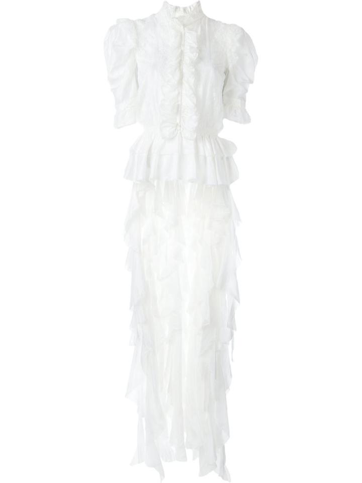 Faith Connexion Ruffled Lace Tail Blouse, Women's, Size: S, White, Silk/polyamide