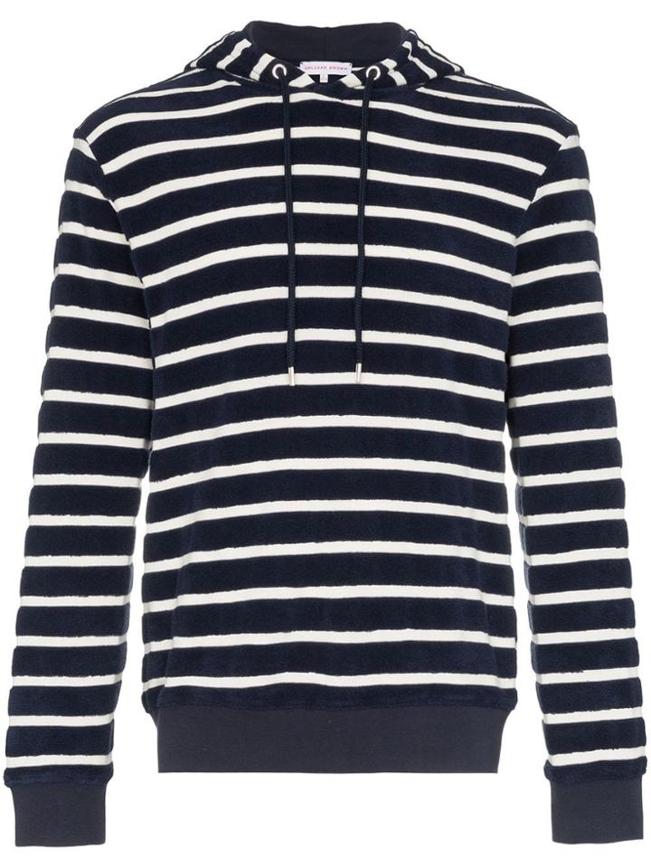 Orlebar Brown Powell Hudson Striped Towelling Cotton Hoodie - Blue