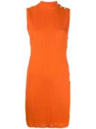 Balmain Ribbed Turtle Neck Dress, Women's, Size: 36, Yellow/orange, Viscose