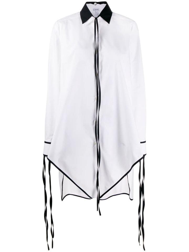 Loewe Fringed Pointed Hem Elongated Shirt - White