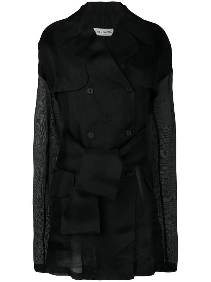 Dolce & Gabbana Vintage 1990's Sheer Double Breasted Coat - Black