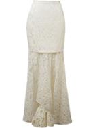 Martha Medeiros Marescot Lace Maxi Skirt, Women's, Size: 42, White, Acetate/silk