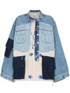 Natasha Zinko Oversized Patchwork Quilted Cotton Denim Jacket - Blue