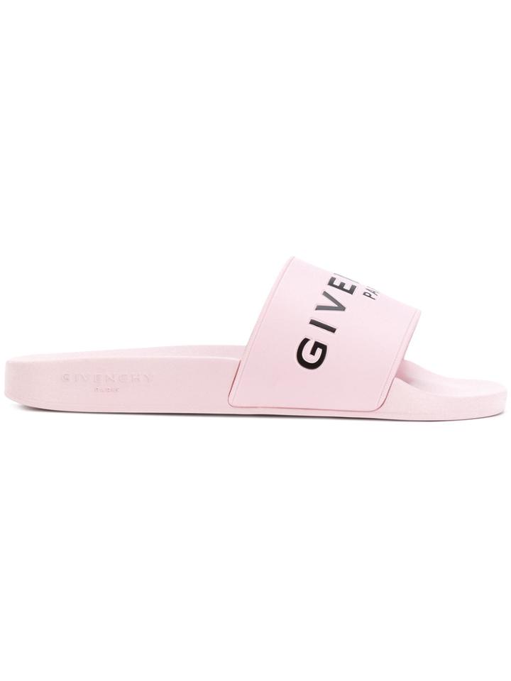 Givenchy Logo Embossed Slides - Pink & Purple