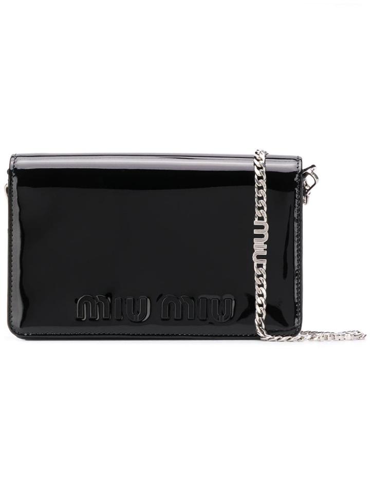 Miu Miu Embossed Logo Cross-body Bag - Black