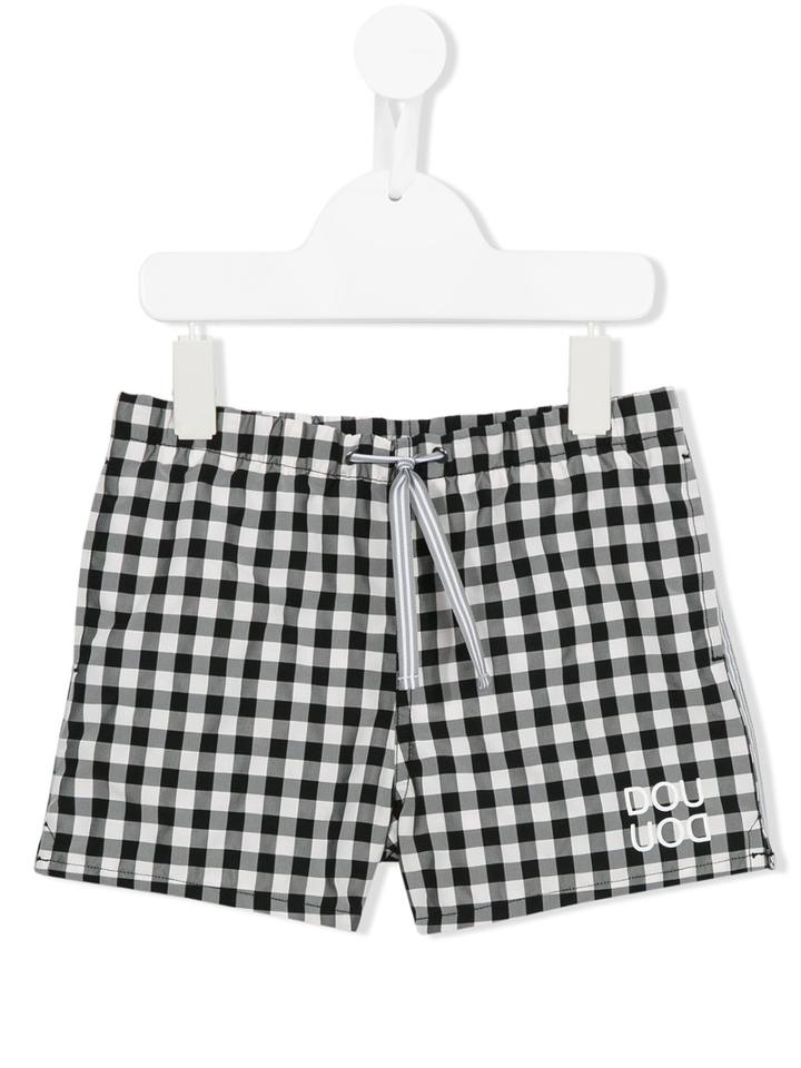 Douuod Kids Checked Swim Shorts, Toddler Boy's, Size: 2 Yrs, Black
