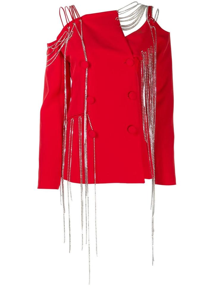 Loulou Deconstructed Embellished Jacket - Red