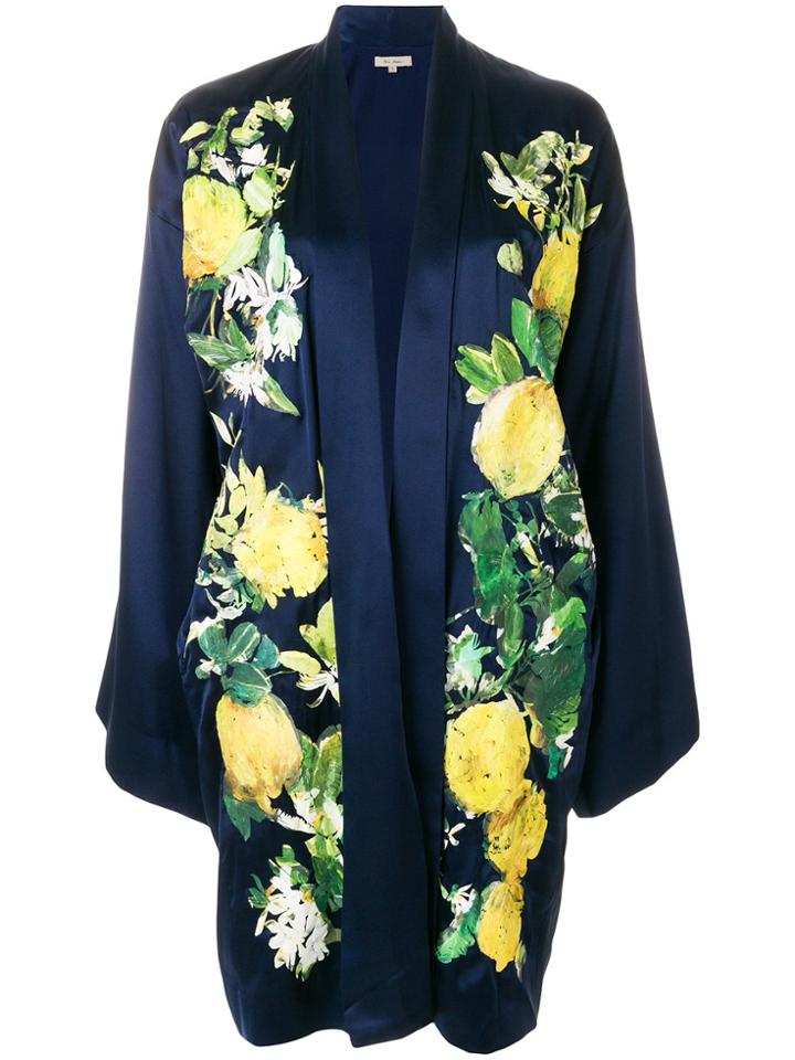 Alice Archer Floral Embroidered Kimono - Blue