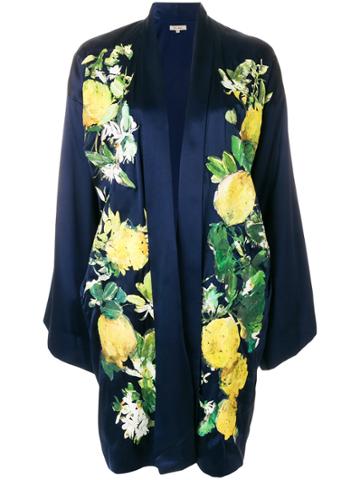 Alice Archer Floral Embroidered Kimono - Blue