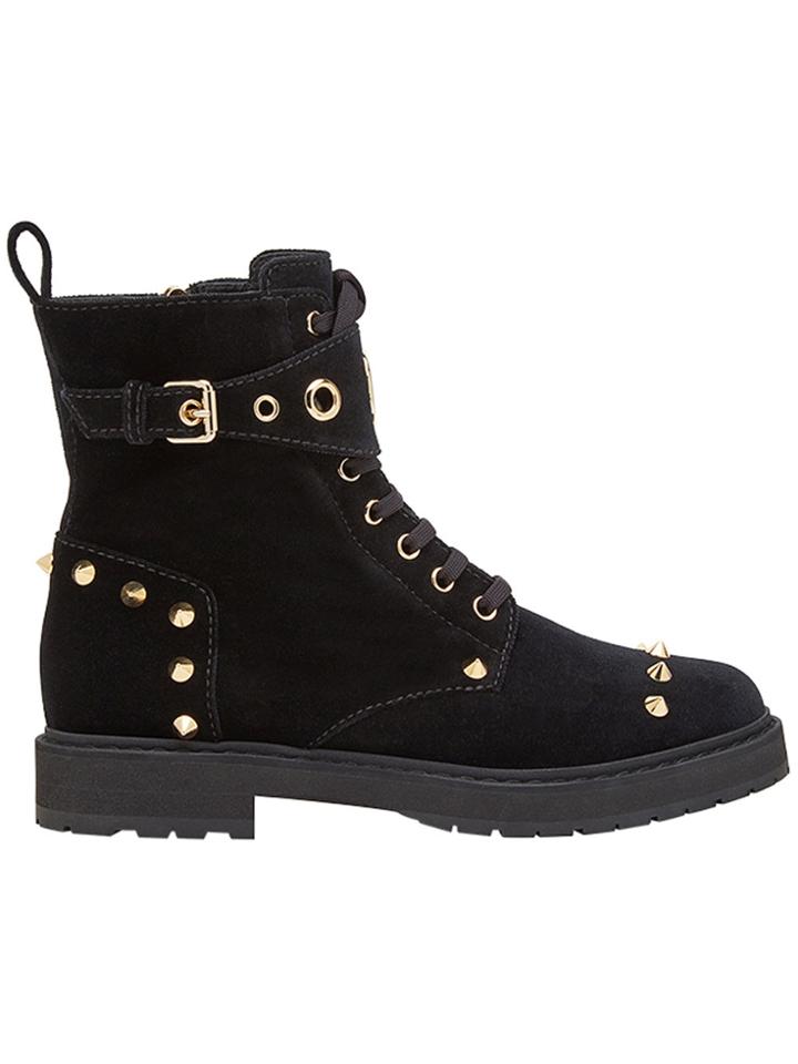 Fendi Studded Lace-up Boots - Black