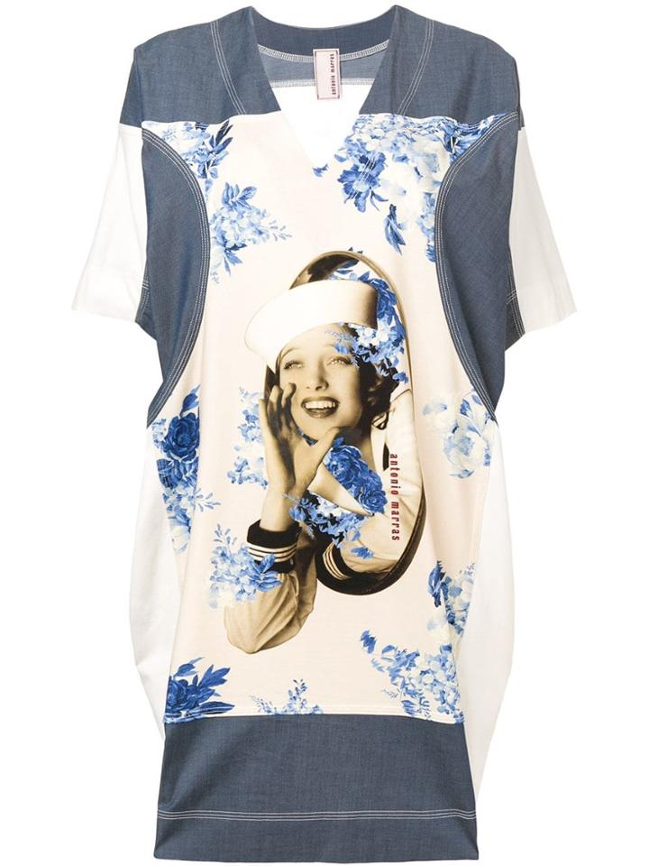 Antonio Marras Panelled Graphic Mini Dress - Blue