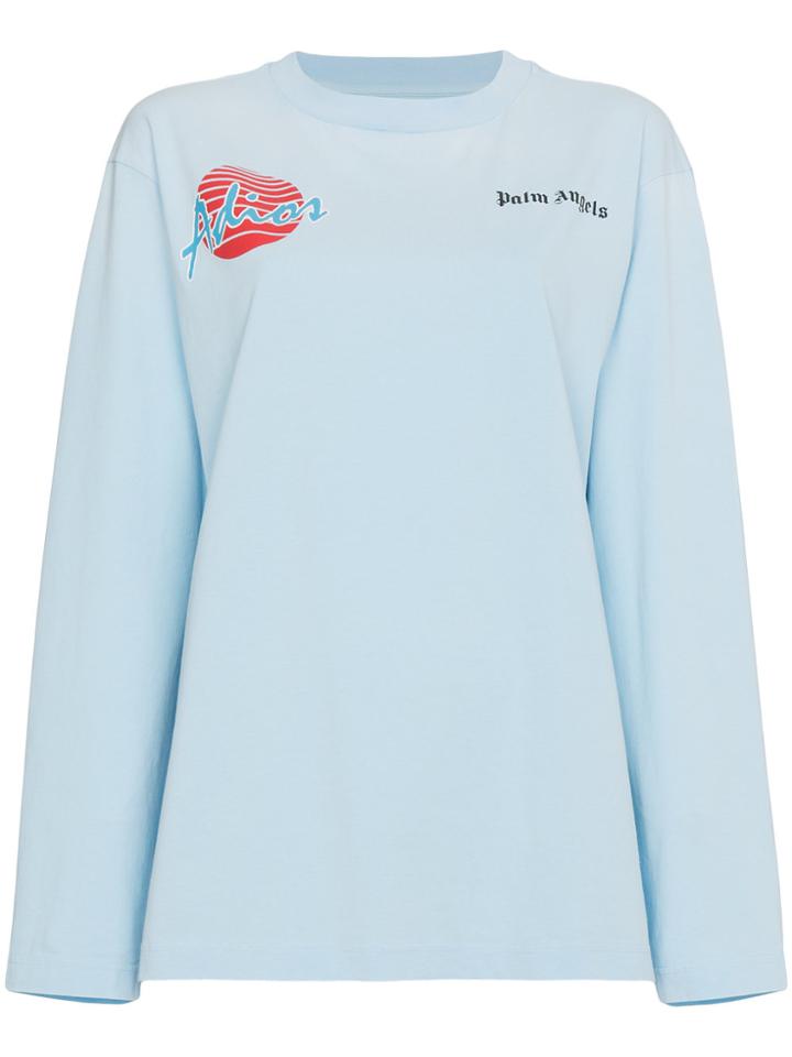 Palm Angels Adios Oversized Long Sleeve T-shirt - Blue