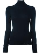 Versace Ribbed Roll Neck Jumper, Women's, Size: 42, Blue, Wool