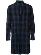 Checked Midi Shirt Coat - Men - Linen/flax - 1, Blue, Linen/flax, Kazuyuki Kumagai