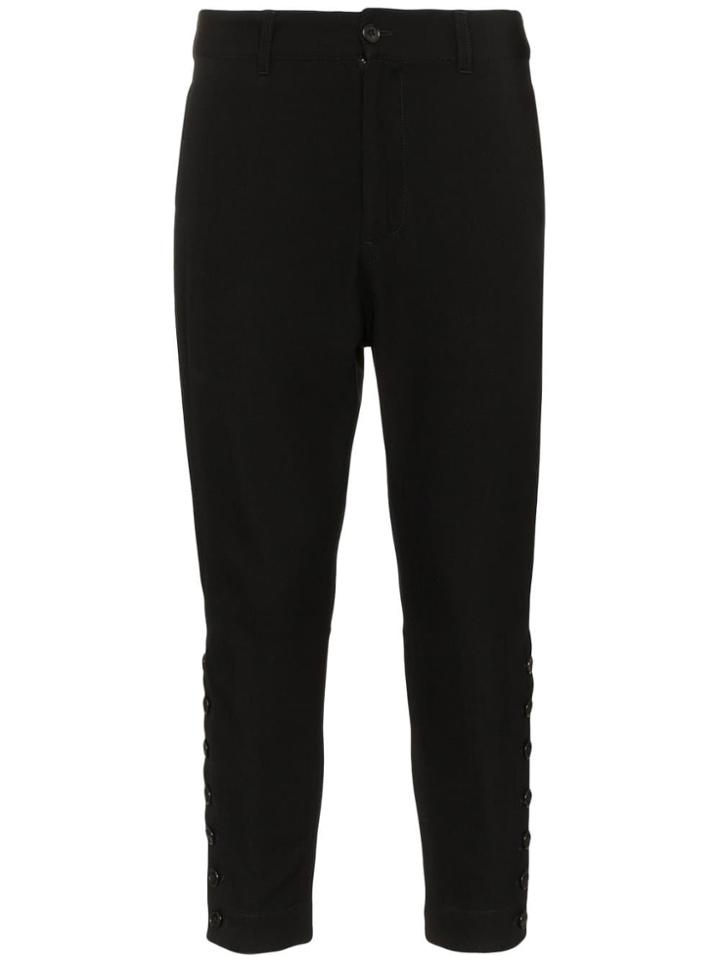 Ann Demeulemeester Buttoned Cropped Virgin Wool Cotton-blend Trousers