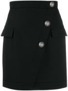 Balmain Buttoned Short Skirt - Black