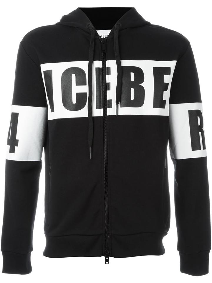 Iceberg Logo Print Zipped Hoodie